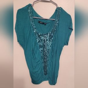 Teal sequin shirt